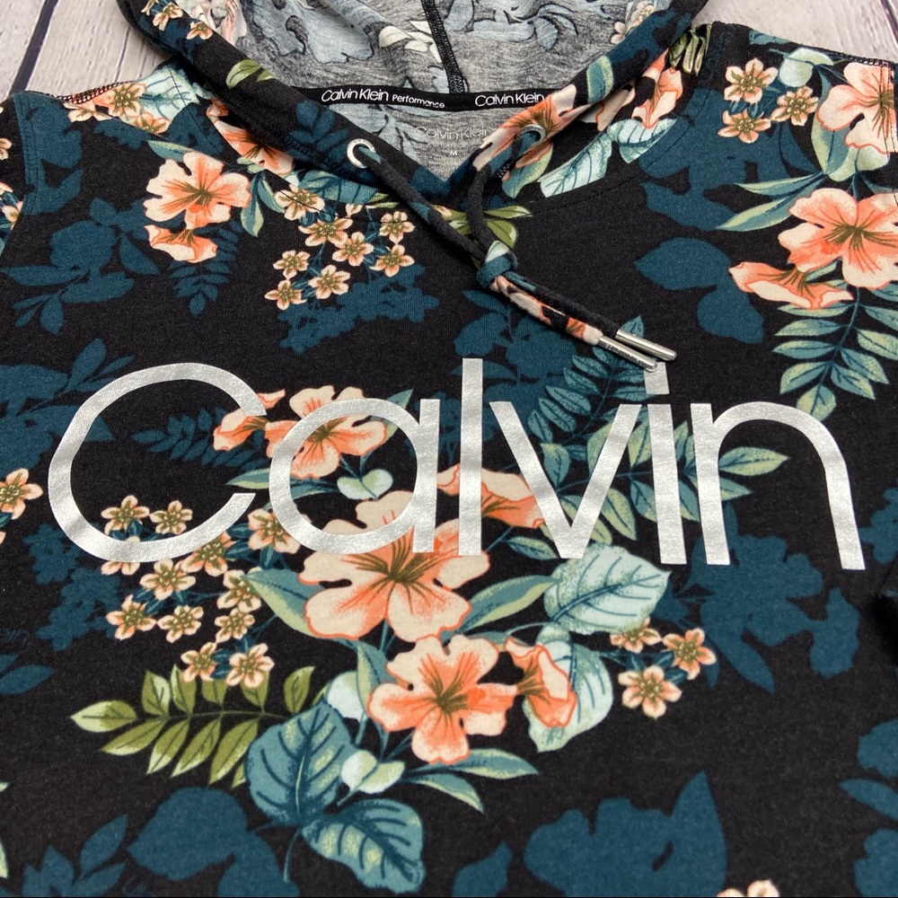CALVIN KLEIN Performance Black Floral Hoodie - Picture 3 of 9
